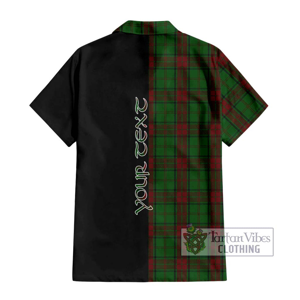 Maxwell Hunting Tartan Short Sleeve Button Shirt with Family Crest and Half Of Me Style - Tartanvibesclothing Shop