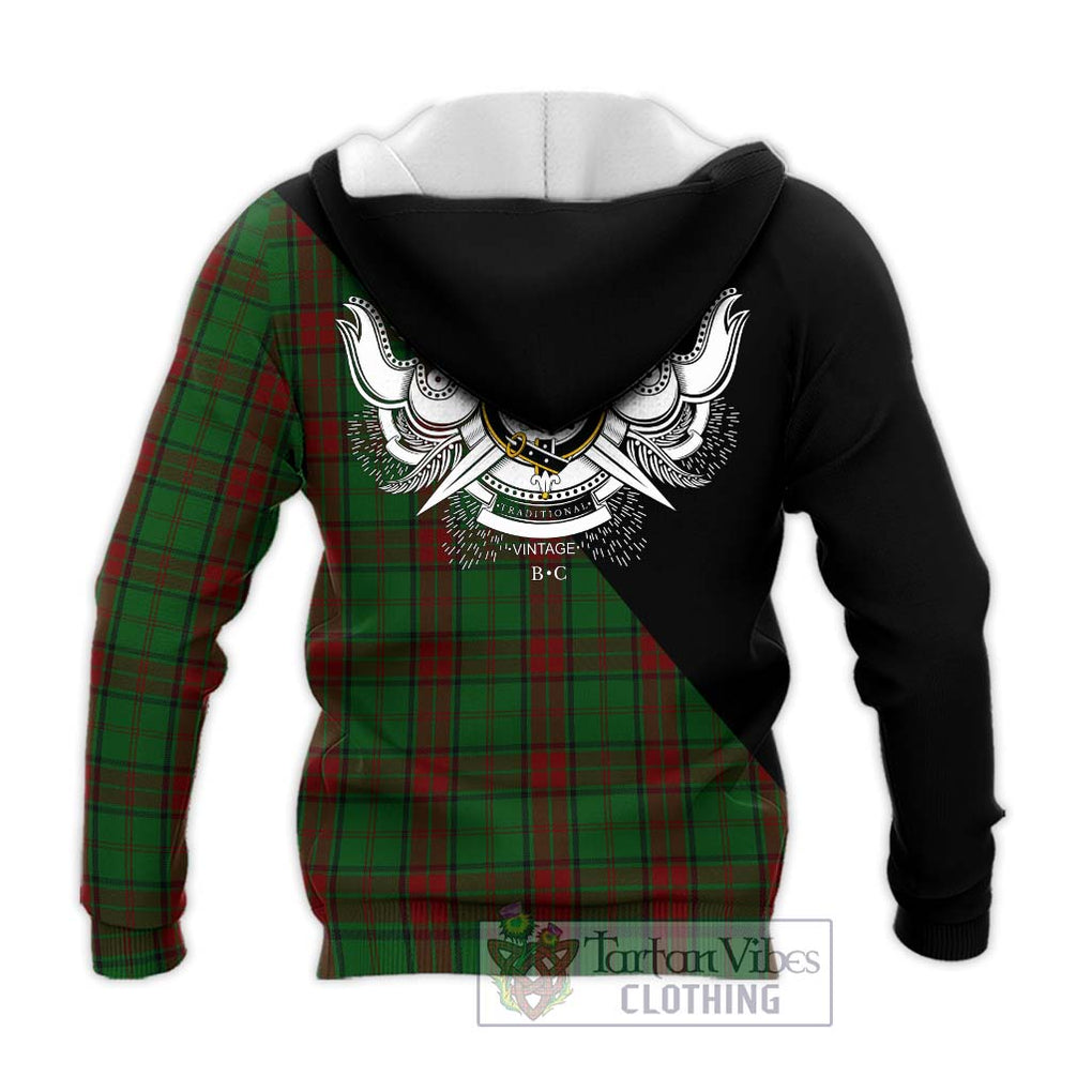 Maxwell Hunting Tartan Knitted Hoodie with Family Crest and Military Logo Style - Tartanvibesclothing Shop