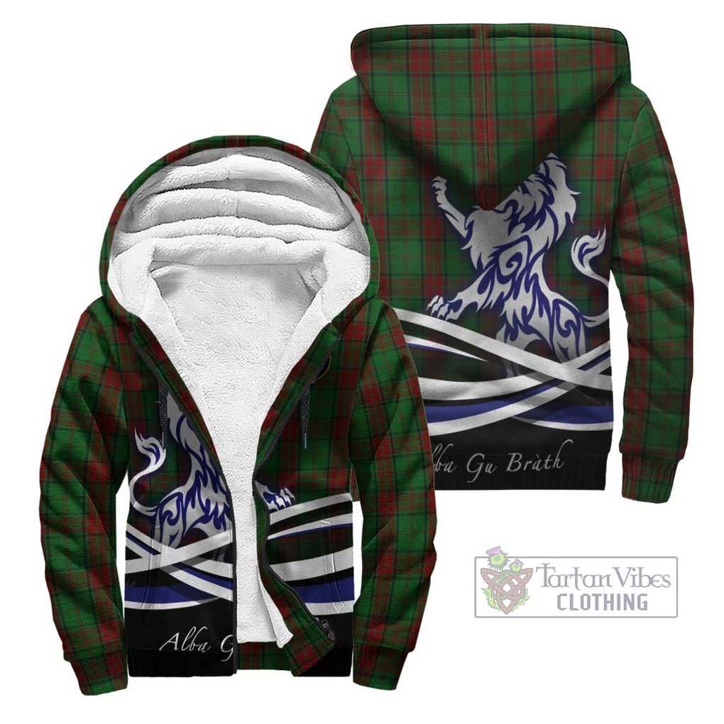 Maxwell Hunting Tartan Sherpa Hoodie with Alba Gu Brath Regal Lion Emblem Unisex - Tartanvibesclothing Shop