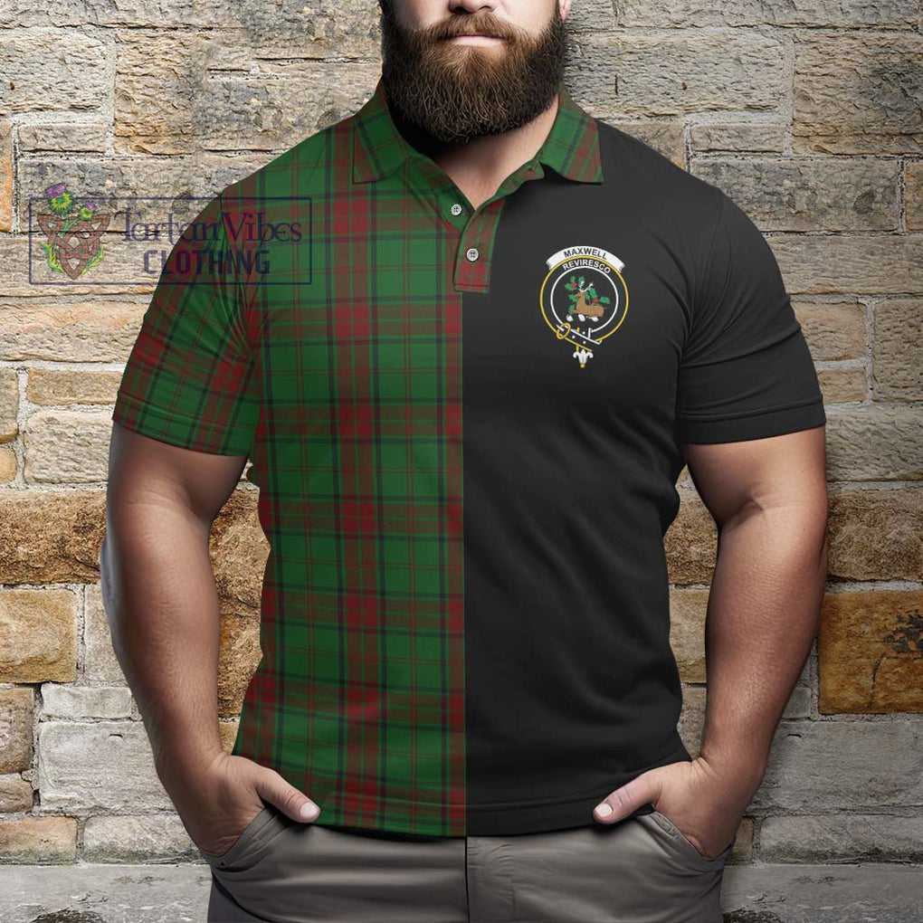 Maxwell Hunting Tartan Polo Shirt with Family Crest and Half Of Me Style - Tartanvibesclothing Shop