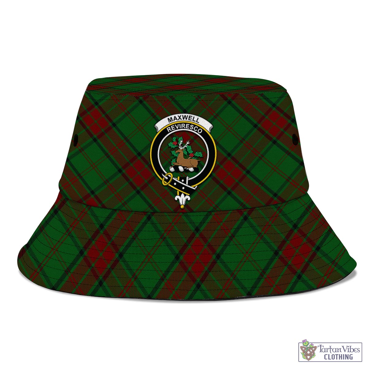 Tartan Vibes Clothing Maxwell Hunting Tartan Bucket Hat with Family Crest