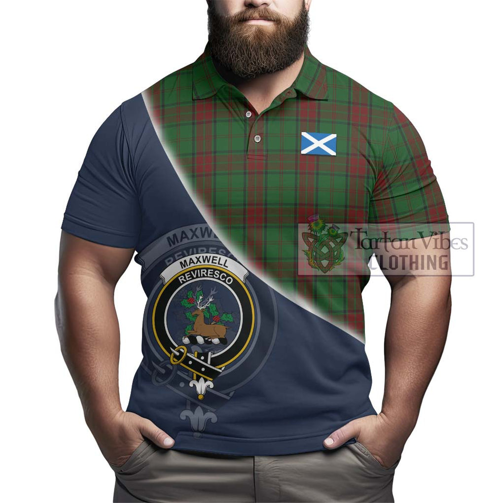 Maxwell Hunting Tartan Polo Shirt with Personalised National Flag and Family Crest Half Style - Tartanvibesclothing Shop