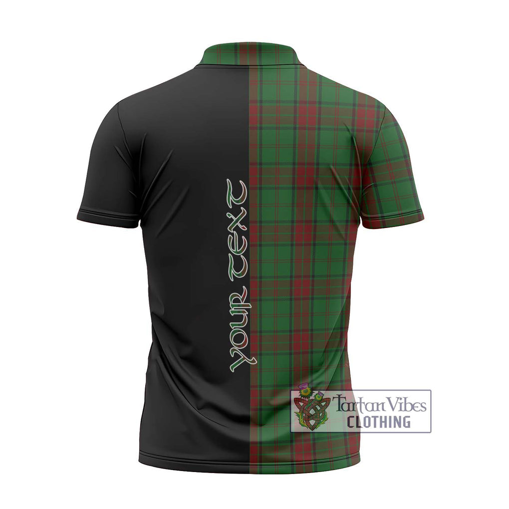 Maxwell Hunting Tartan Zipper Polo Shirt with Family Crest and Half Of Me Style - Tartanvibesclothing Shop