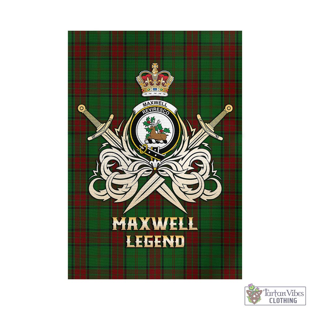 Tartan Vibes Clothing Maxwell Hunting Tartan Flag with Clan Crest and the Golden Sword of Courageous Legacy