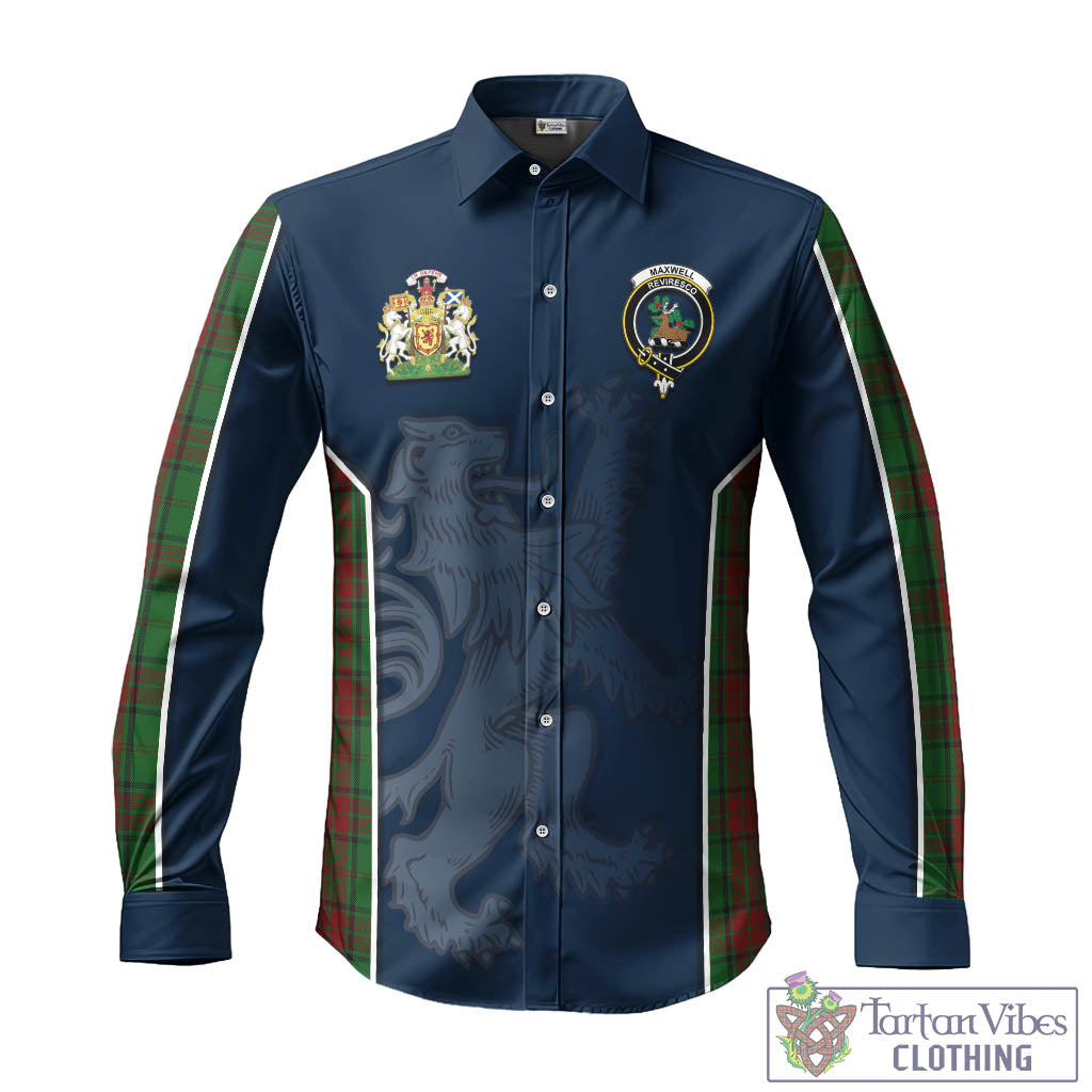 Tartan Vibes Clothing Maxwell Hunting Tartan Long Sleeve Button Up Shirt with Family Crest and Lion Rampant Vibes Sport Style