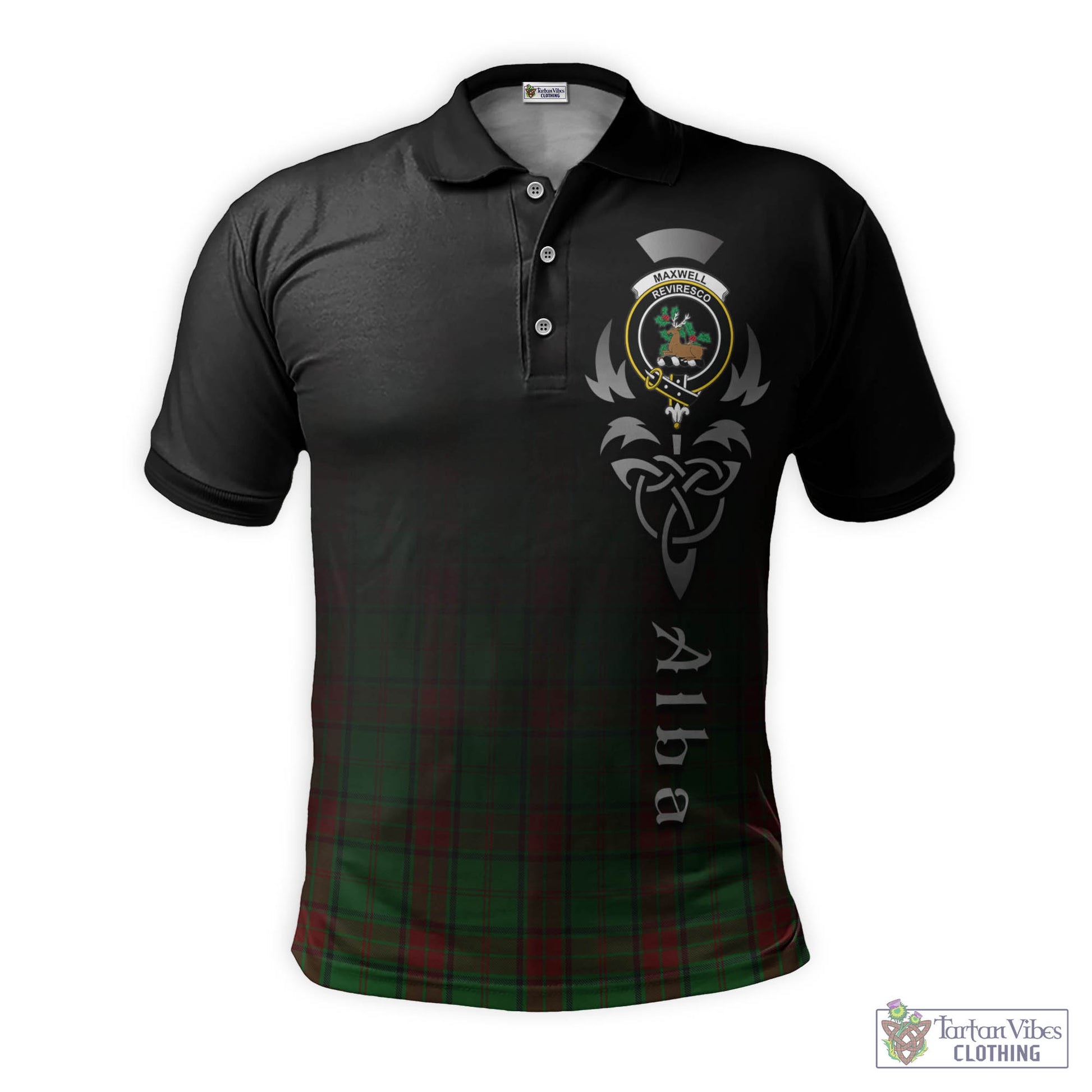 Tartan Vibes Clothing Maxwell Hunting Tartan Polo Shirt Featuring Alba Gu Brath Family Crest Celtic Inspired