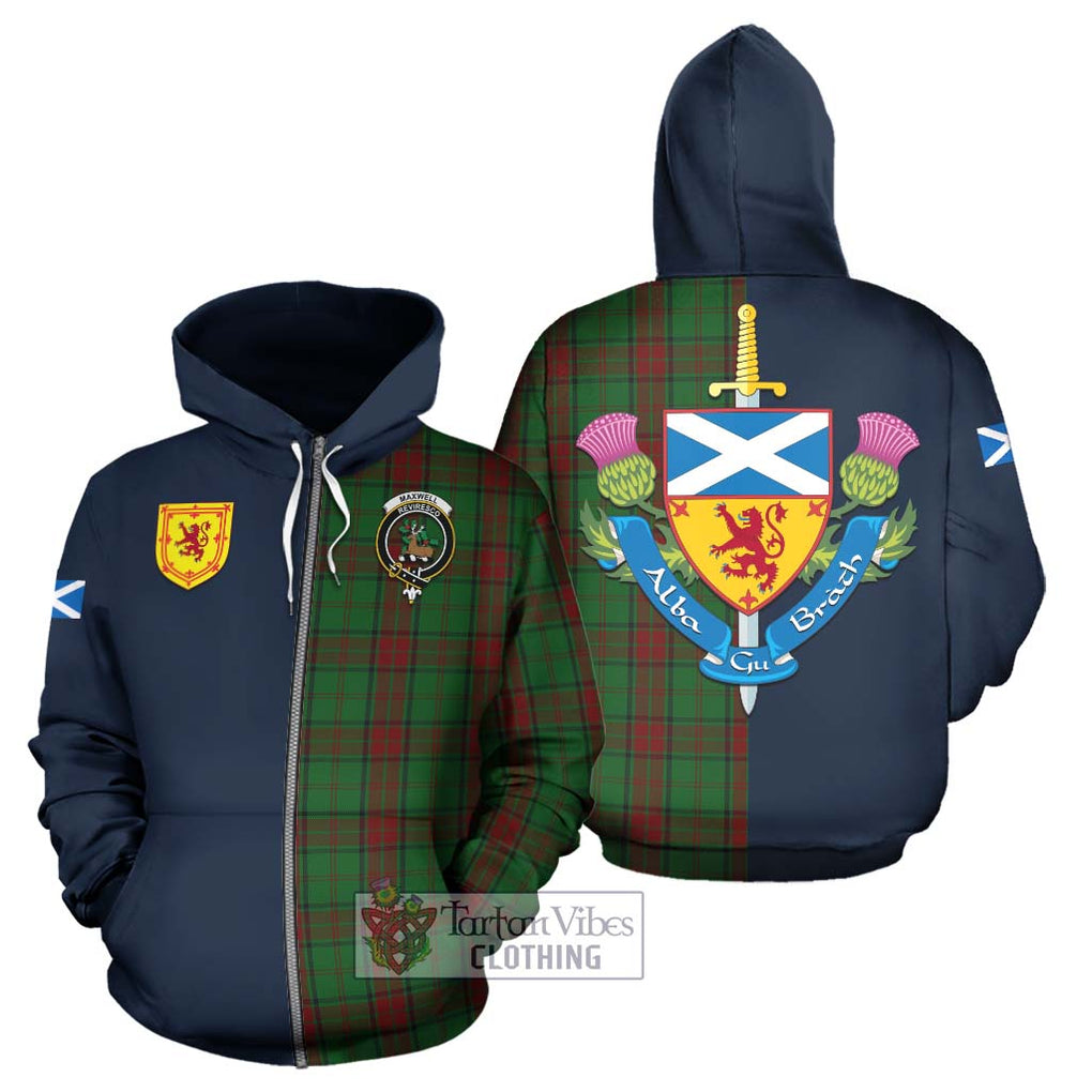 Tartan Vibes Clothing Maxwell Hunting Tartan Hoodie with Scottish Lion Royal Arm Half Style