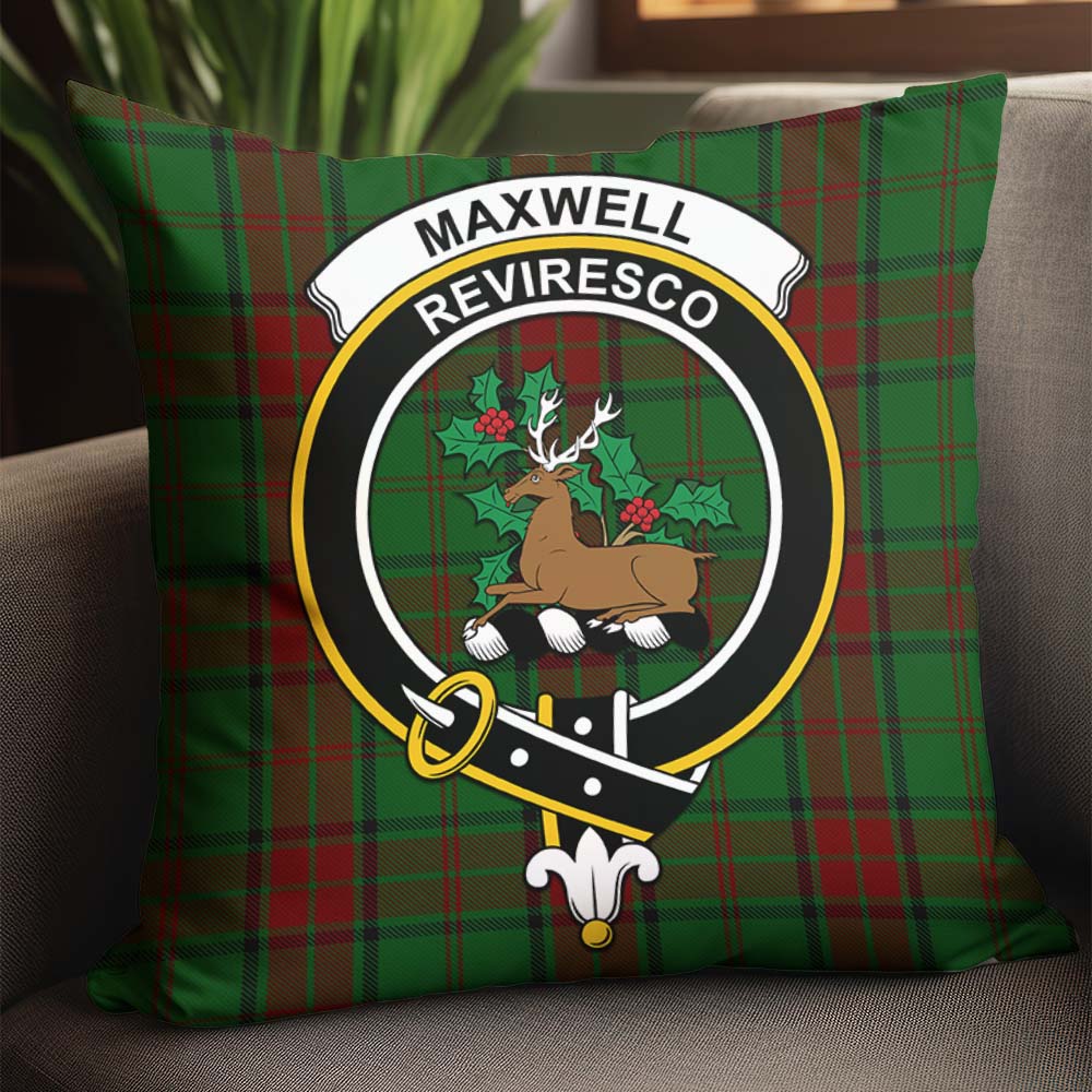 Maxwell Hunting Tartan Pillow Cover with Family Crest - Tartanvibesclothing