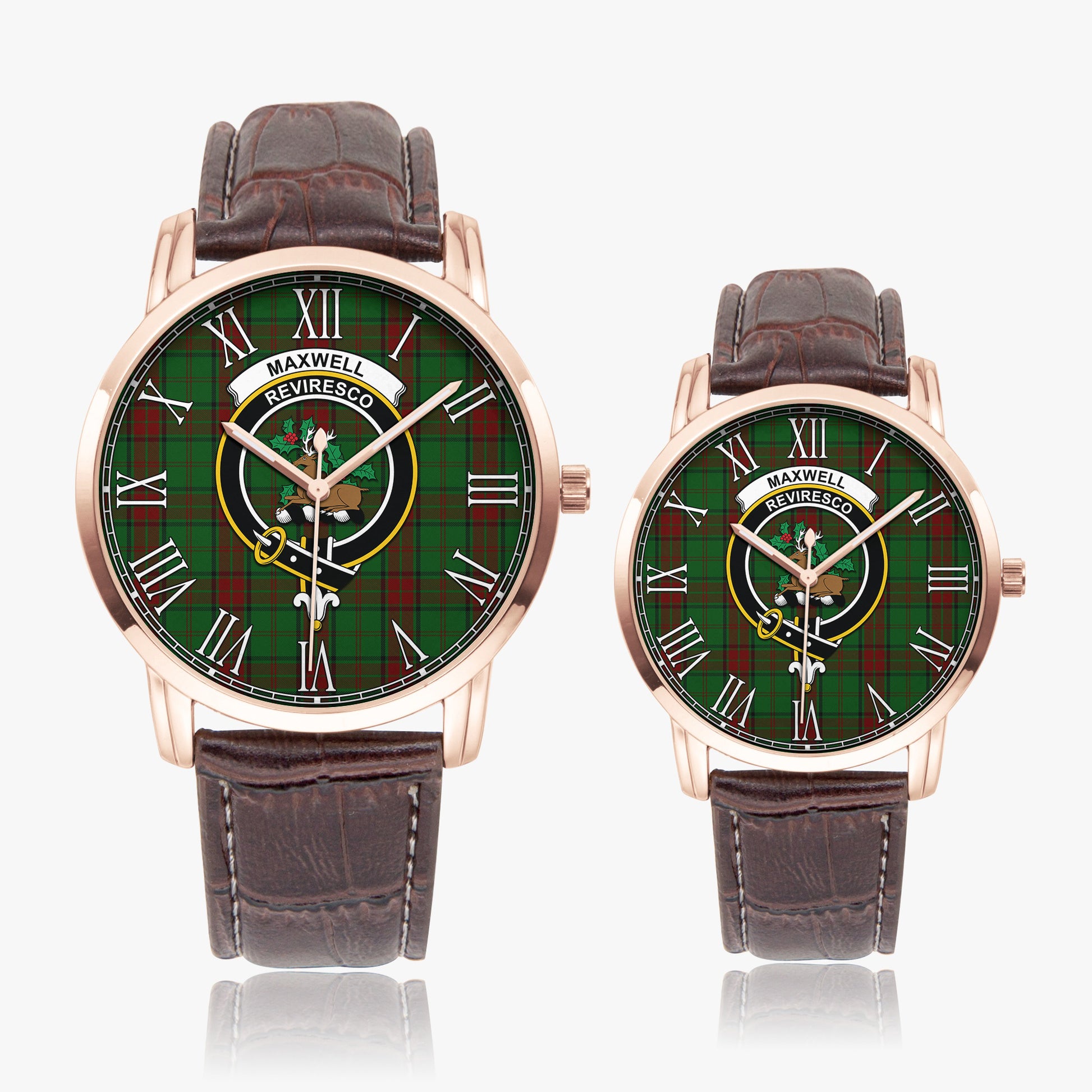 Maxwell Hunting Tartan Family Crest Leather Strap Quartz Watch - Tartanvibesclothing