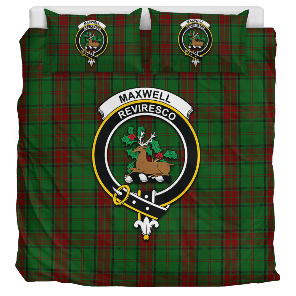 Maxwell Hunting Tartan Bedding Set with Family Crest UK Bedding Set UK Super King 104*94 inch - Tartan Vibes Clothing