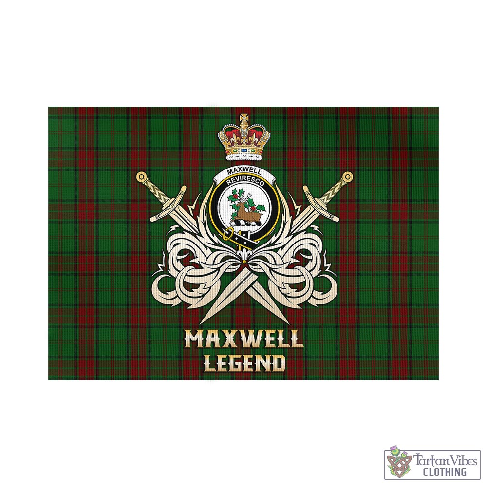 Tartan Vibes Clothing Maxwell Hunting Tartan Flag with Clan Crest and the Golden Sword of Courageous Legacy