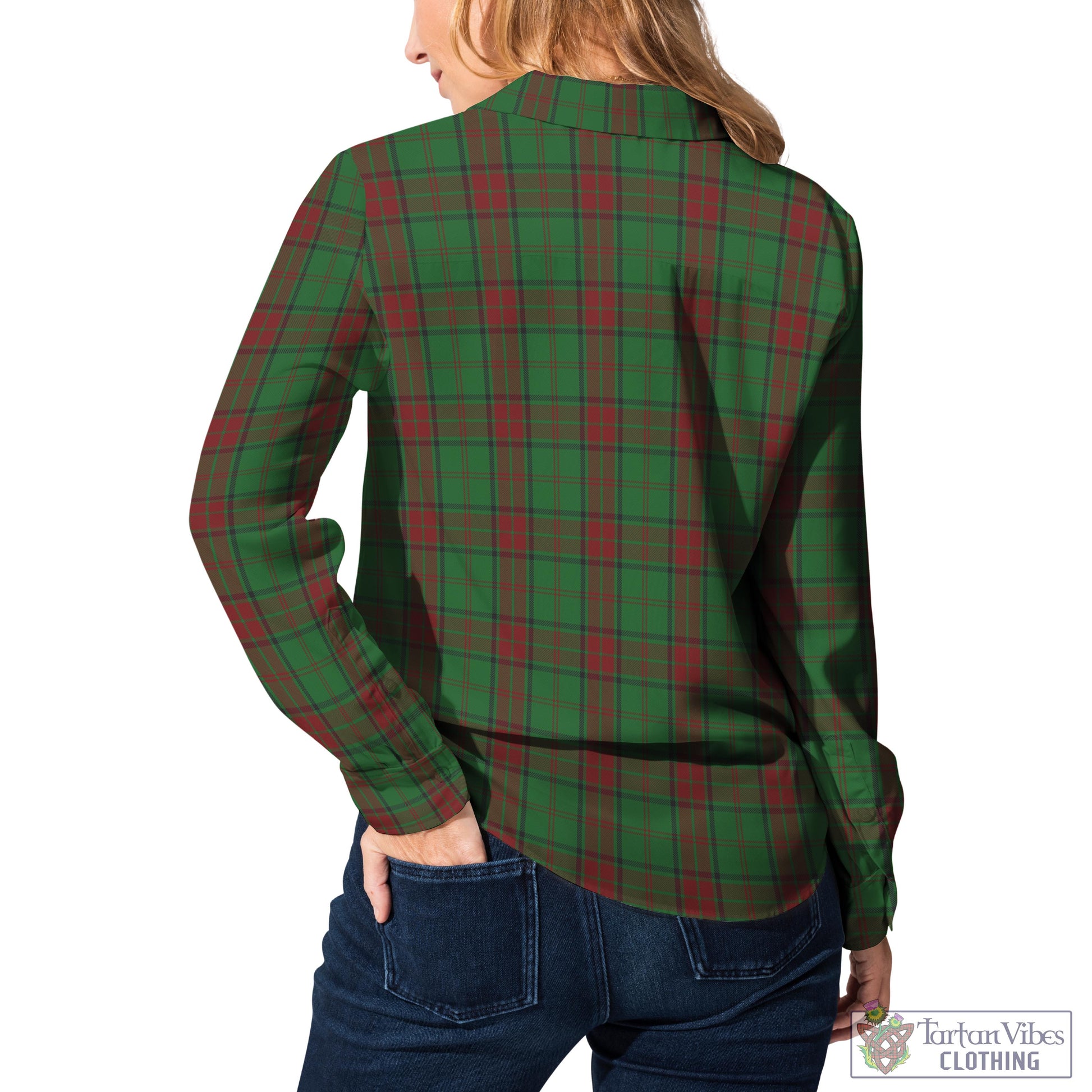 Tartan Vibes Clothing Maxwell Hunting Tartan Womens Casual Shirt with Family Crest