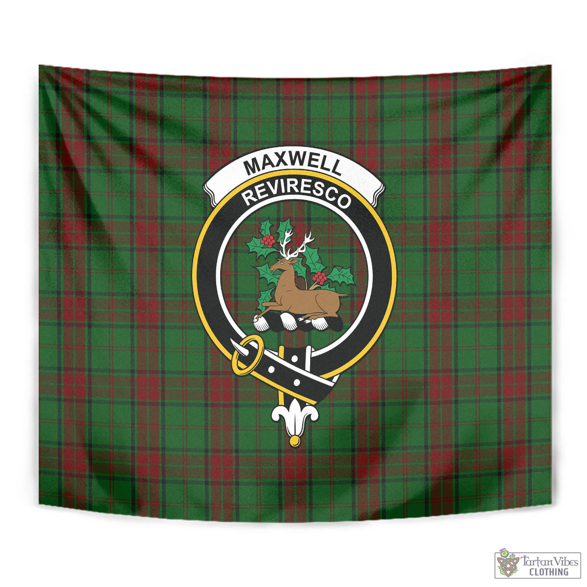 Tartan Vibes Clothing Maxwell Hunting Tartan Tapestry Wall Hanging and Home Decor for Room with Family Crest