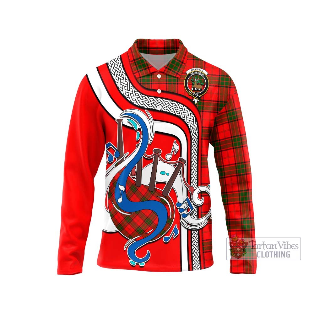 Tartan Vibes Clothing Maxwell Modern Tartan Long Sleeve Polo Shirt with Epic Bagpipe Style