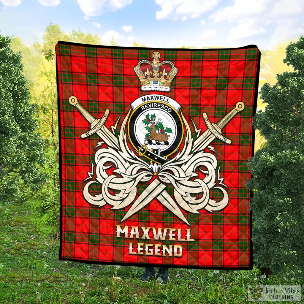 Tartan Vibes Clothing Maxwell Modern Tartan Quilt with Clan Crest and the Golden Sword of Courageous Legacy