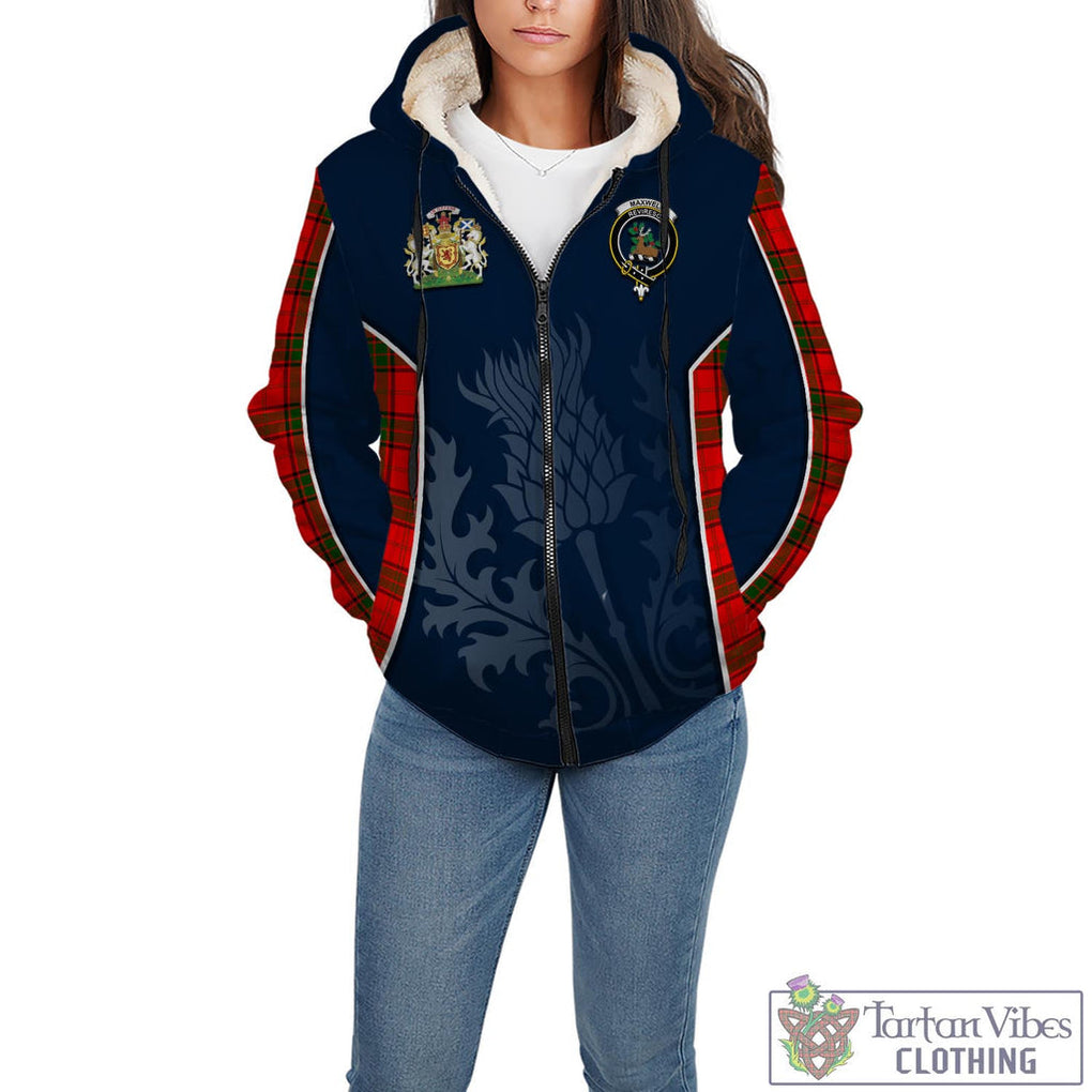 Tartan Vibes Clothing Maxwell Modern Tartan Sherpa Hoodie with Family Crest and Scottish Thistle Vibes Sport Style