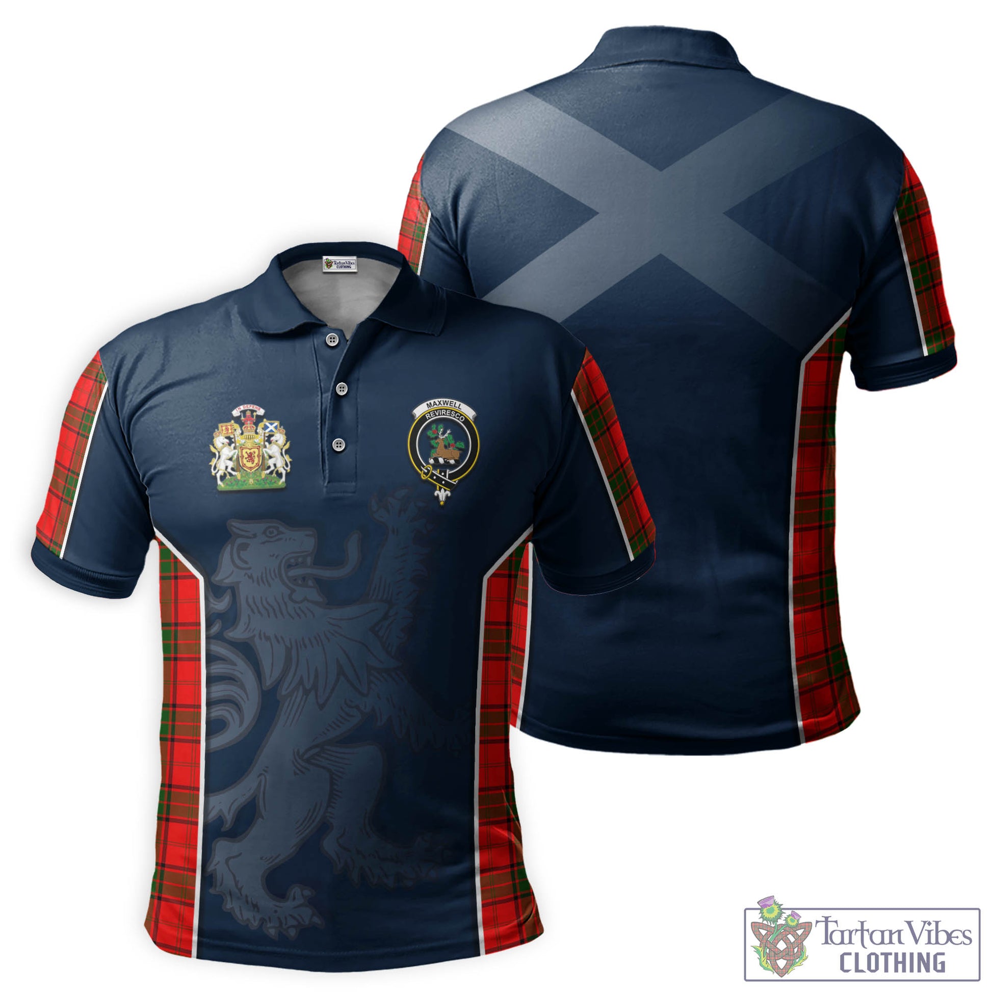 Tartan Vibes Clothing Maxwell Modern Tartan Men's Polo Shirt with Family Crest and Lion Rampant Vibes Sport Style