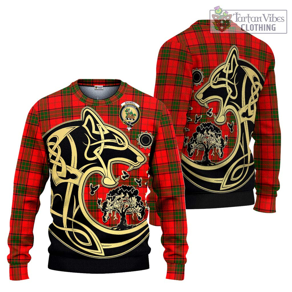 Maxwell Modern Tartan Knitted Sweater with Family Crest Celtic Wolf Style Unisex - Tartan Vibes Clothing