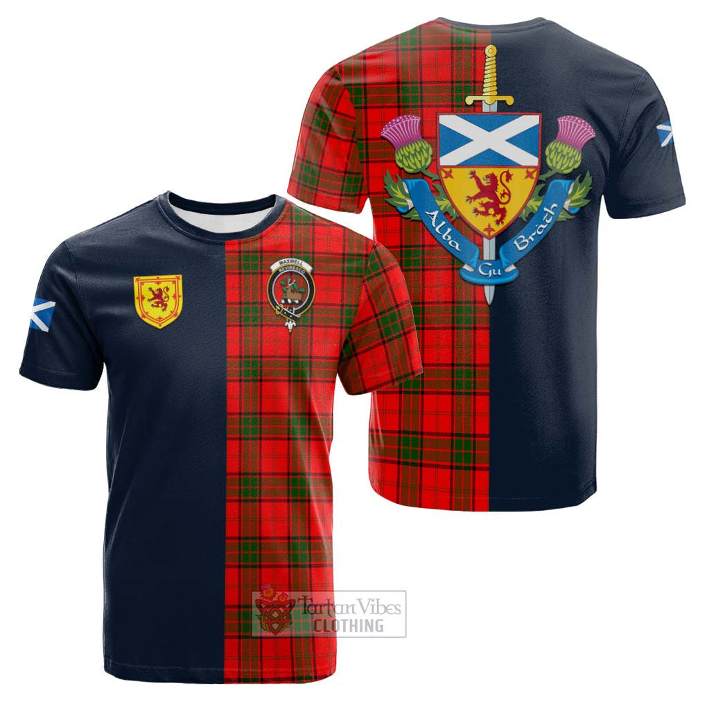 Tartan Vibes Clothing Maxwell Modern Tartan Cotton T-shirt with Scottish Lion Royal Arm Half Style