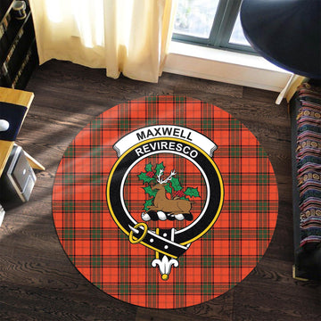 Maxwell Modern Tartan Round Rug with Family Crest