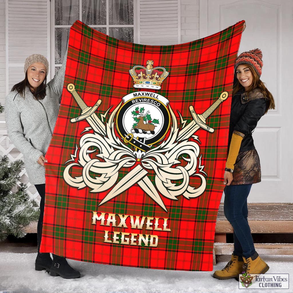 Tartan Vibes Clothing Maxwell Modern Tartan Blanket with Clan Crest and the Golden Sword of Courageous Legacy