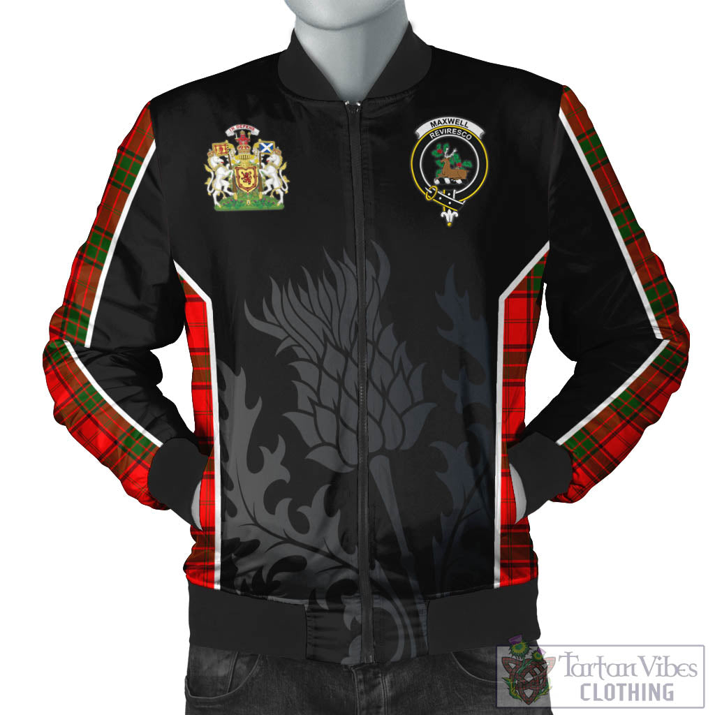 Tartan Vibes Clothing Maxwell Modern Tartan Bomber Jacket with Family Crest and Scottish Thistle Vibes Sport Style