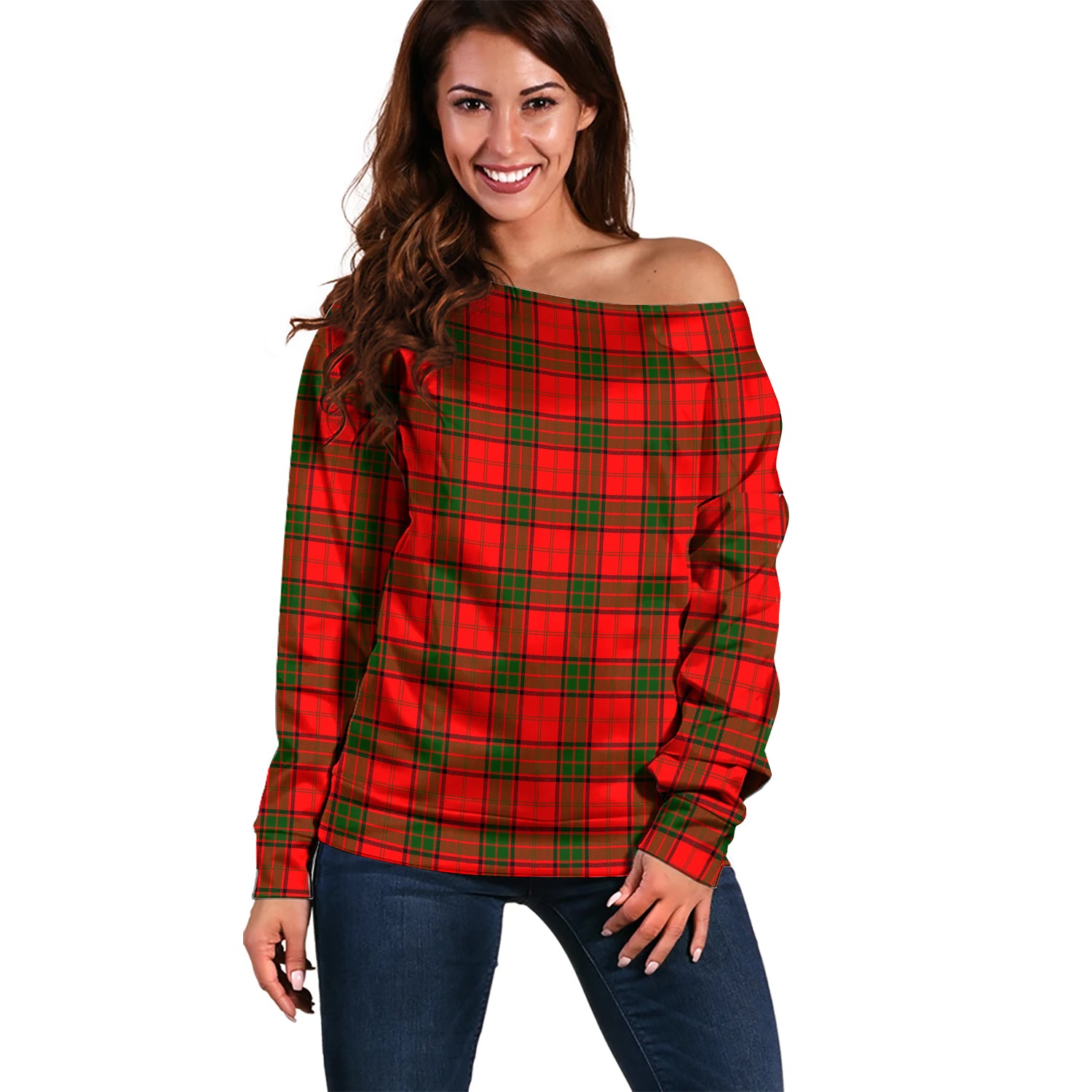 Maxwell Modern Tartan Off Shoulder Women Sweater Women - Tartanvibesclothing