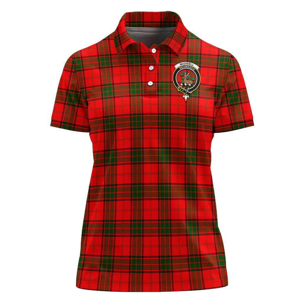 Maxwell Modern Tartan Polo Shirt with Family Crest For Women - Tartan Vibes Clothing