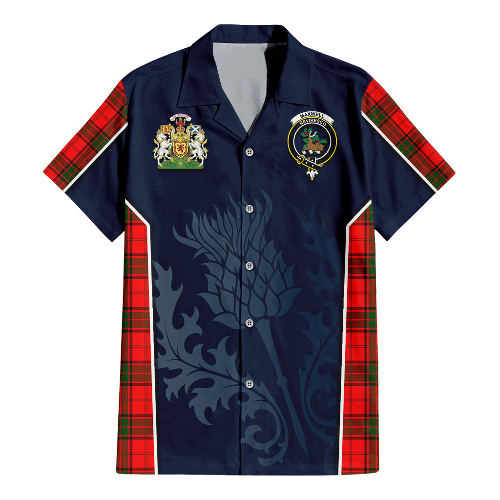 Tartan Vibes Clothing Maxwell Modern Tartan Short Sleeve Button Up Shirt with Family Crest and Scottish Thistle Vibes Sport Style