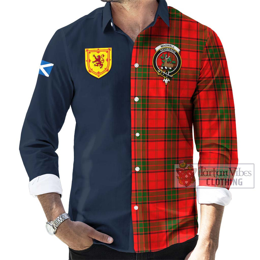 Tartan Vibes Clothing Maxwell Modern Tartan Long Sleeve Button Shirt with Scottish Lion Royal Arm Half Style