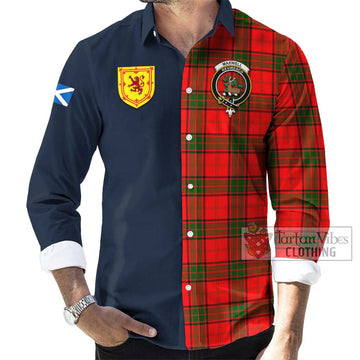 Maxwell Modern Tartan Long Sleeve Button Shirt Alba with Scottish Lion Royal Arm Half Style