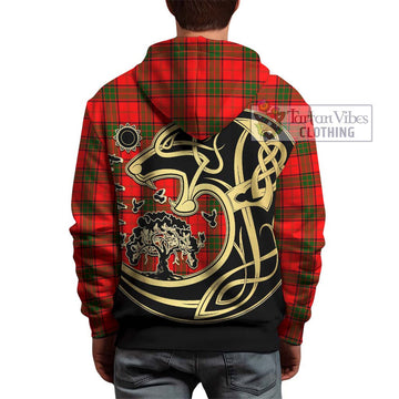 Maxwell Modern Tartan Hoodie with Family Crest Celtic Wolf Style