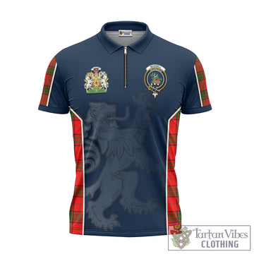 Maxwell Modern Tartan Zipper Polo Shirt with Family Crest and Lion Rampant Vibes Sport Style