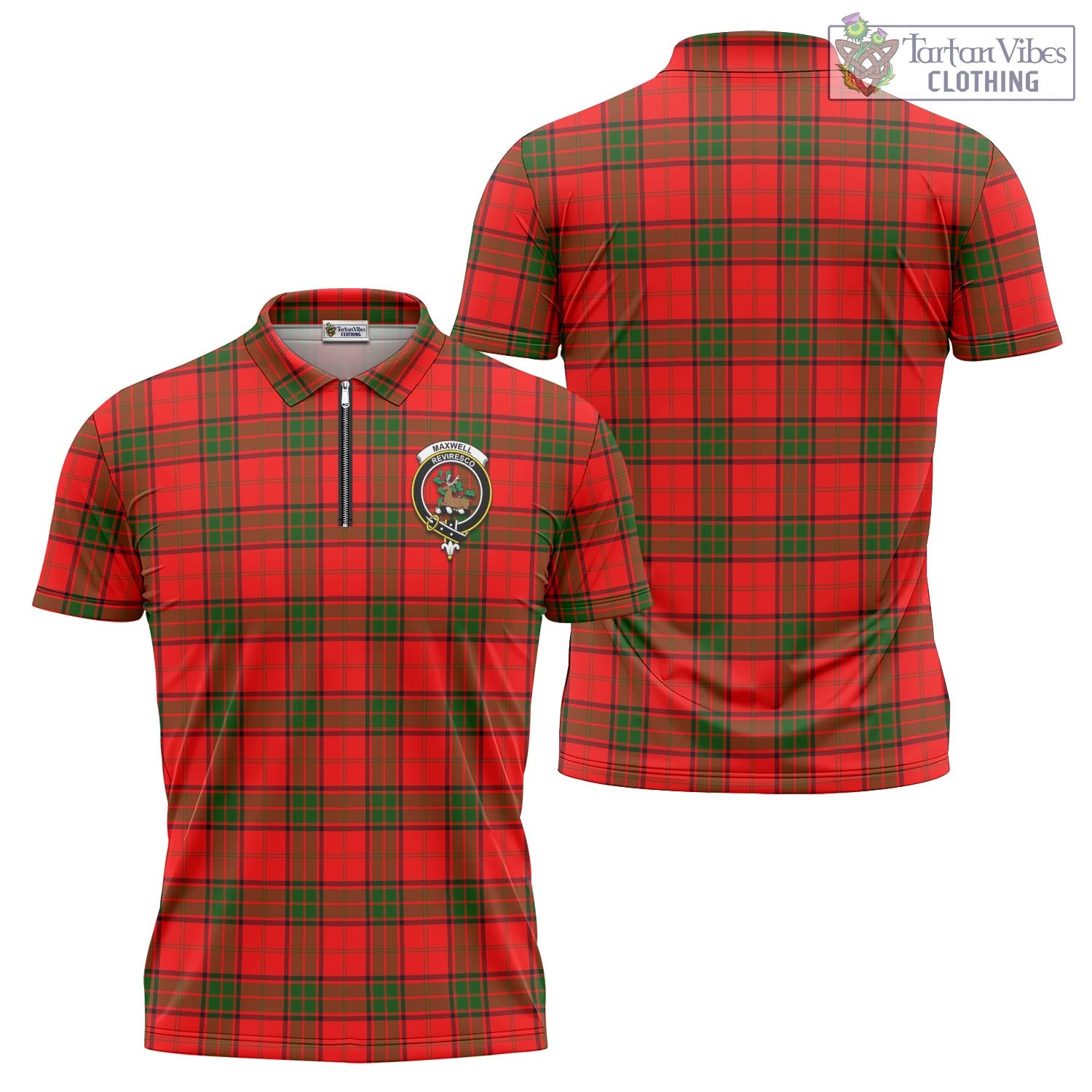 Tartan Vibes Clothing Maxwell Modern Tartan Zipper Polo Shirt with Family Crest