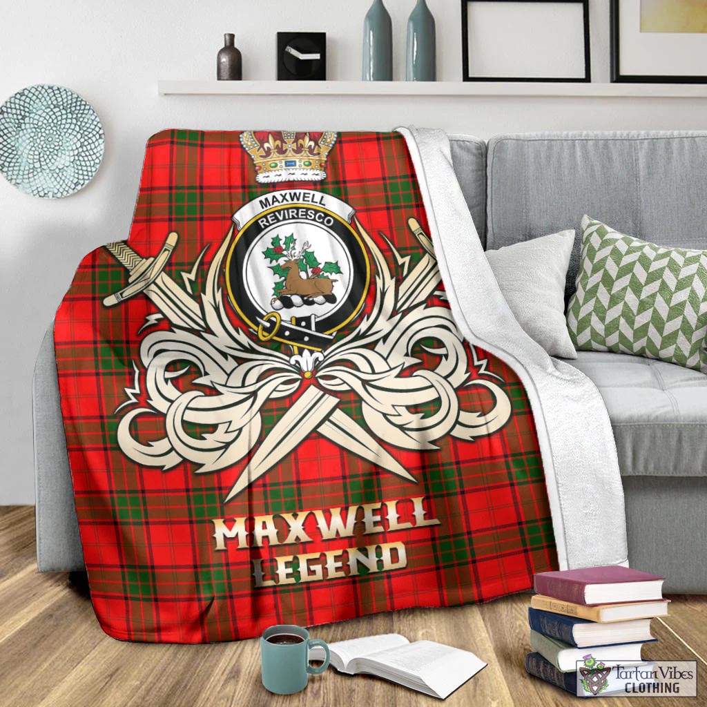 Tartan Vibes Clothing Maxwell Modern Tartan Blanket with Clan Crest and the Golden Sword of Courageous Legacy