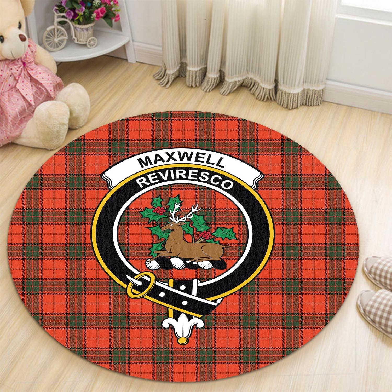 maxwell-modern-tartan-round-rug-with-family-crest