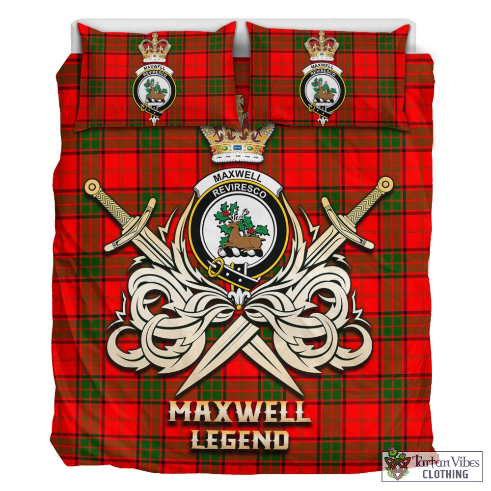 Tartan Vibes Clothing Maxwell Modern Tartan Bedding Set with Clan Crest and the Golden Sword of Courageous Legacy