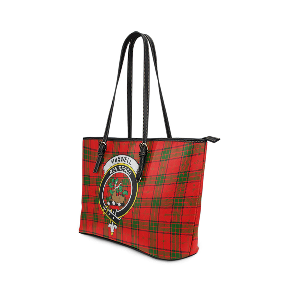 Maxwell Modern Tartan Leather Tote Bag with Family Crest - Tartan Vibes Clothing