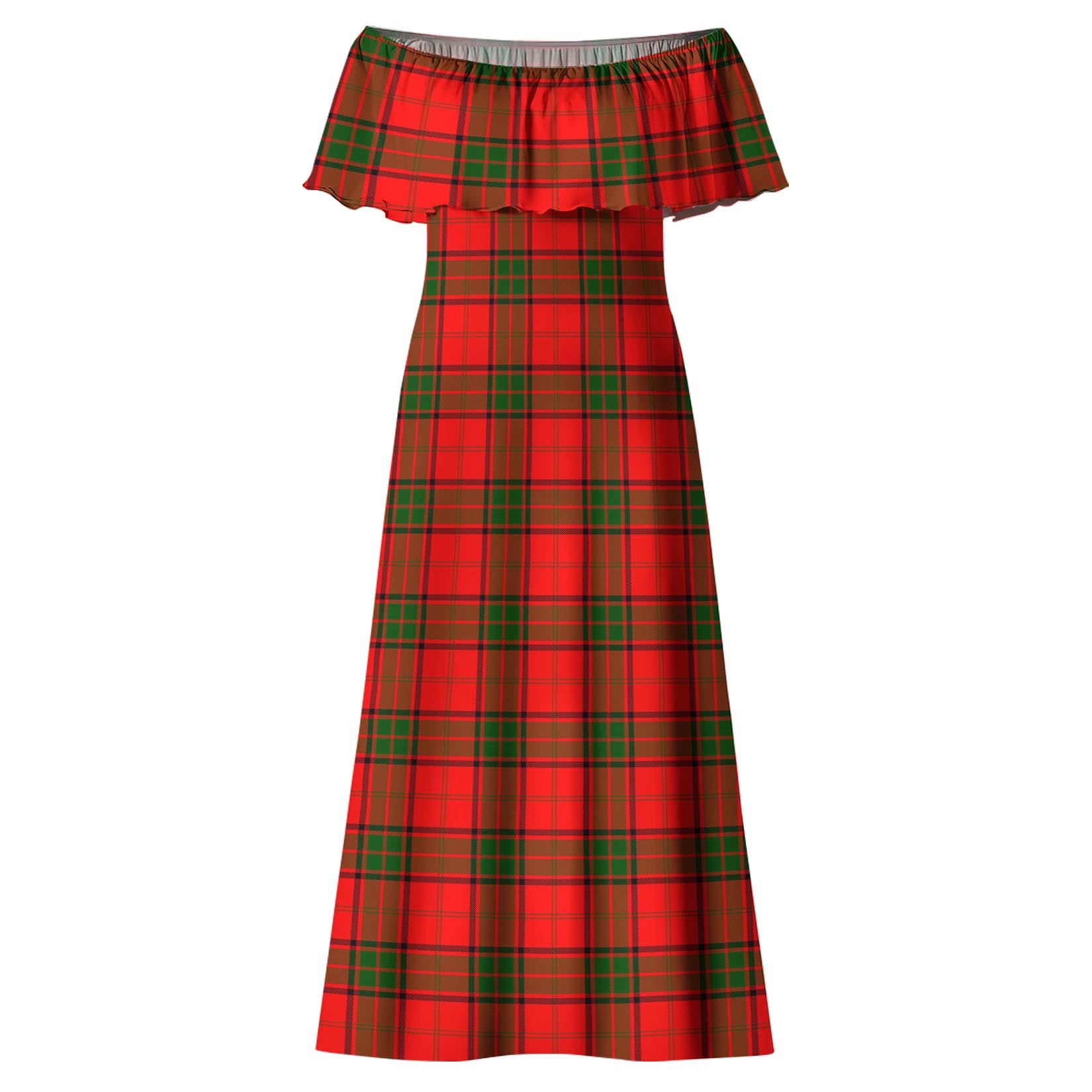 Maxwell Modern Tartan Off Shoulder Long Dress - Tartanvibesclothing