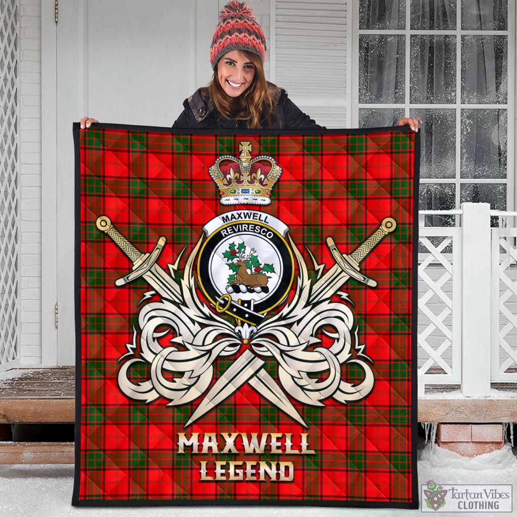 Tartan Vibes Clothing Maxwell Modern Tartan Quilt with Clan Crest and the Golden Sword of Courageous Legacy