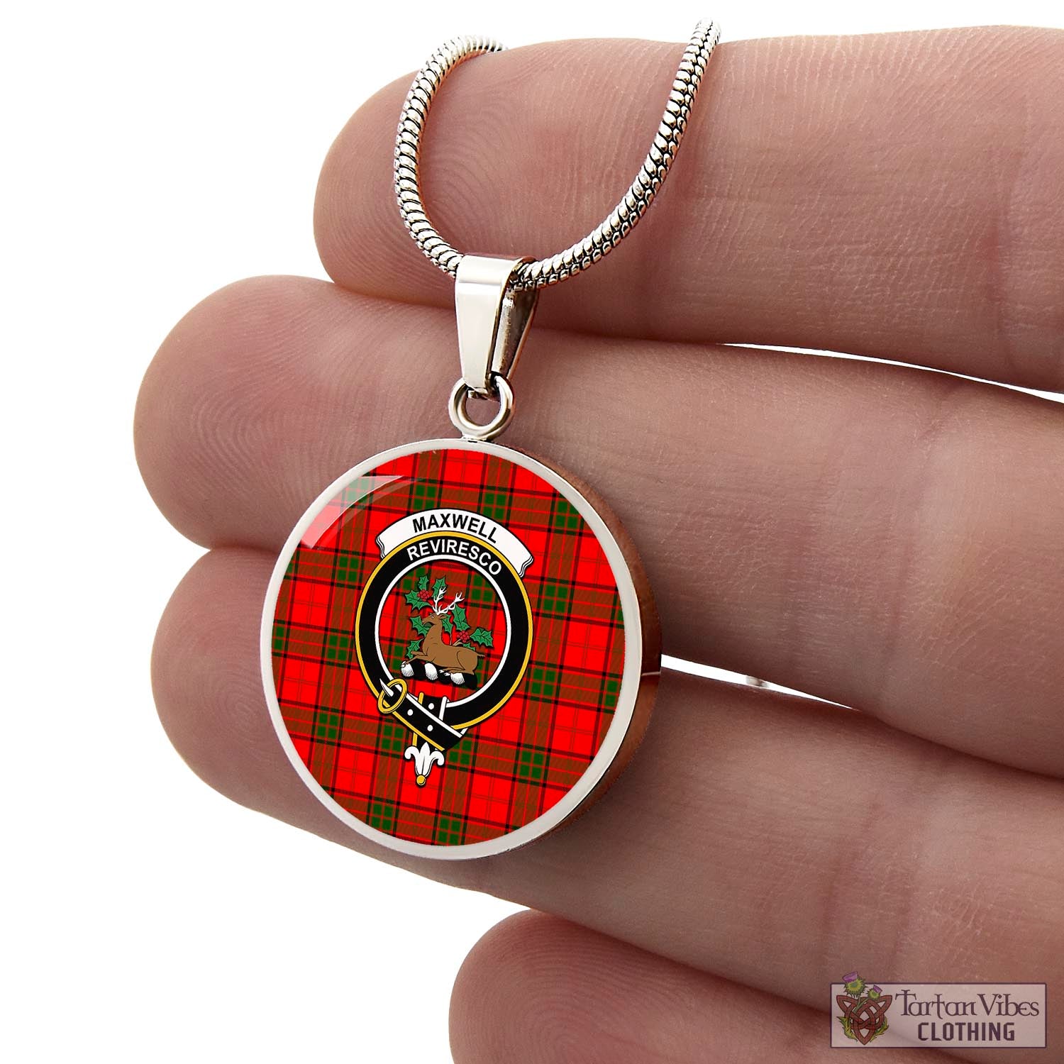 Tartan Vibes Clothing Maxwell Modern Tartan Circle Necklace with Family Crest