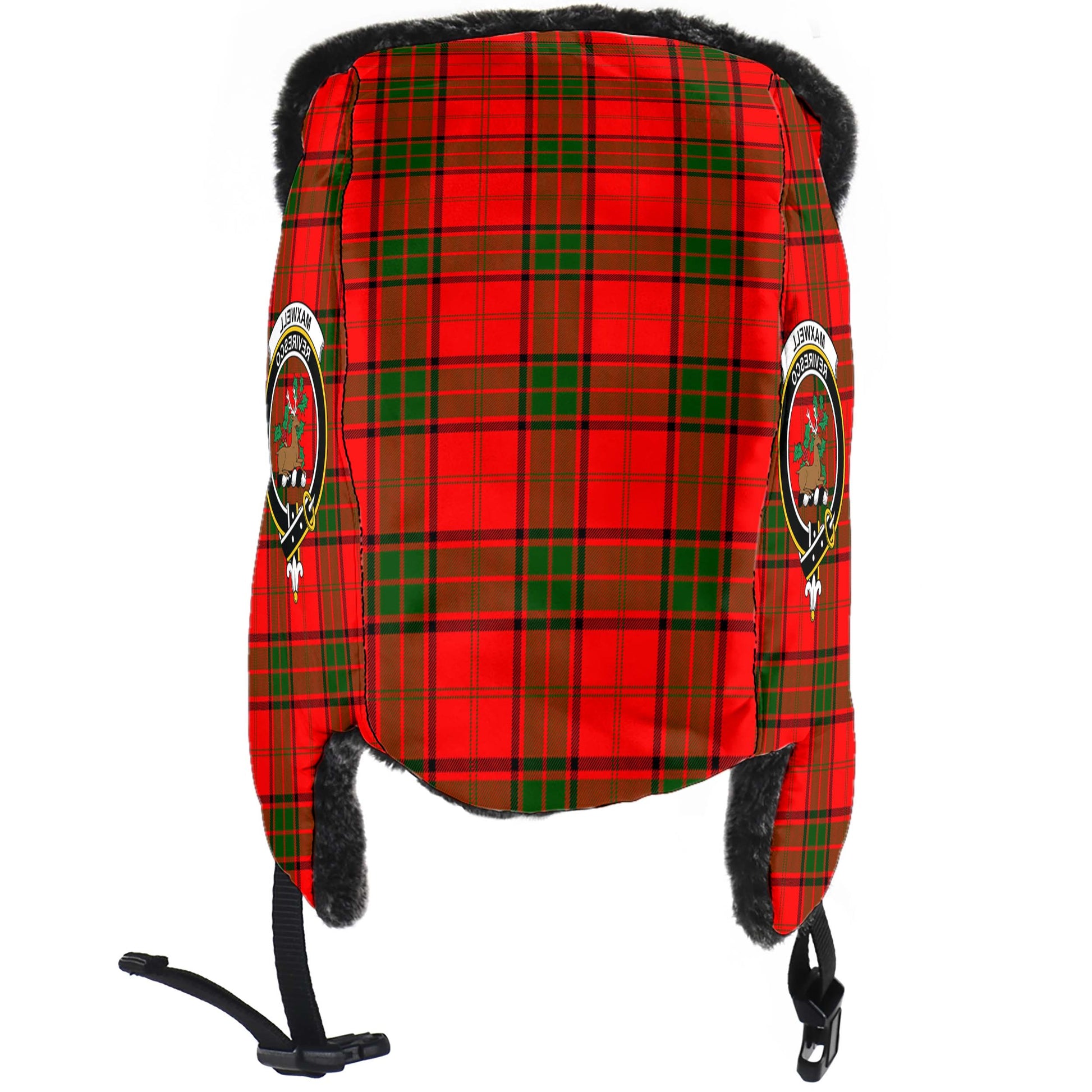 Maxwell Modern Tartan Winter Trapper Hat with Family Crest - Tartanvibesclothing