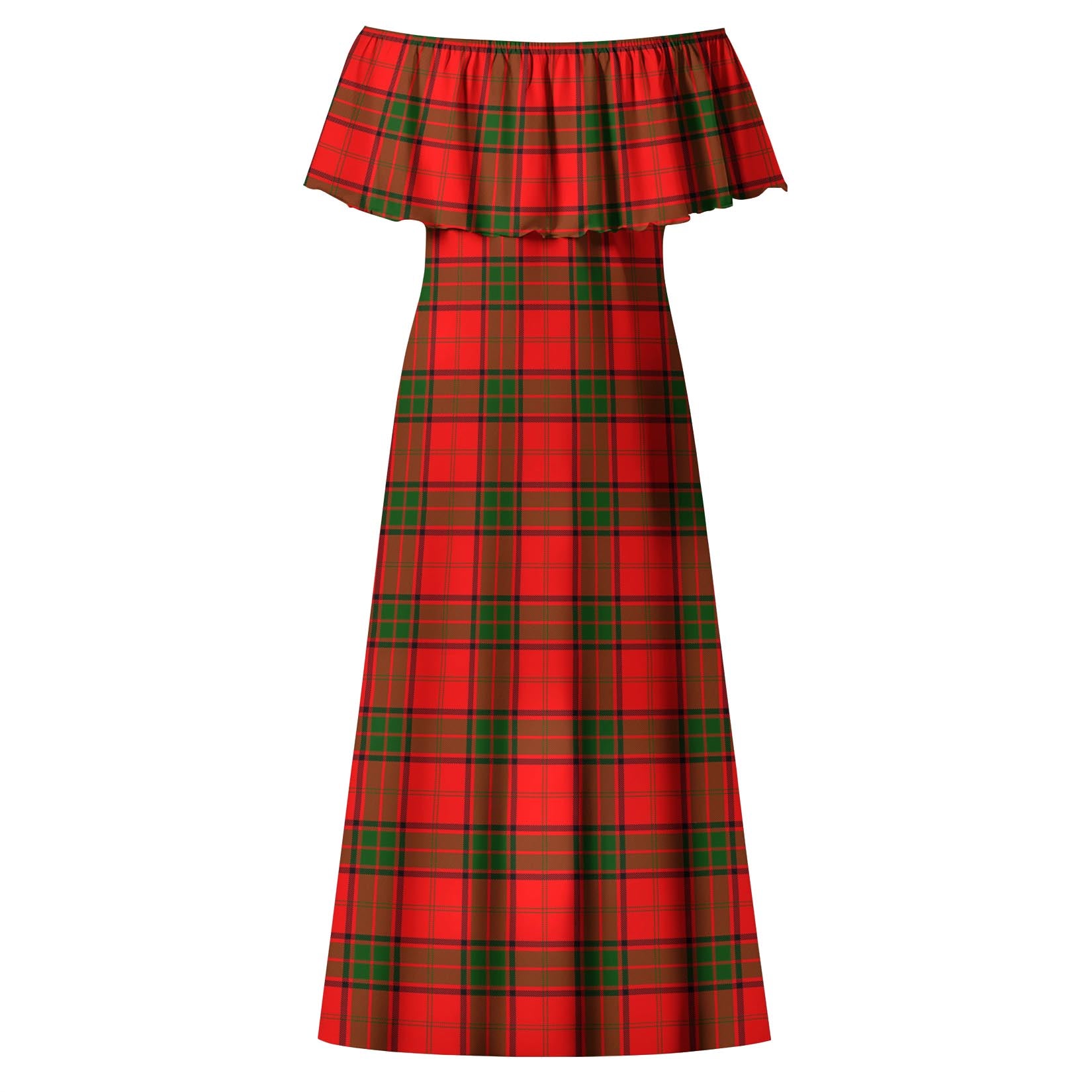 Maxwell Modern Tartan Off Shoulder Long Dress - Tartanvibesclothing