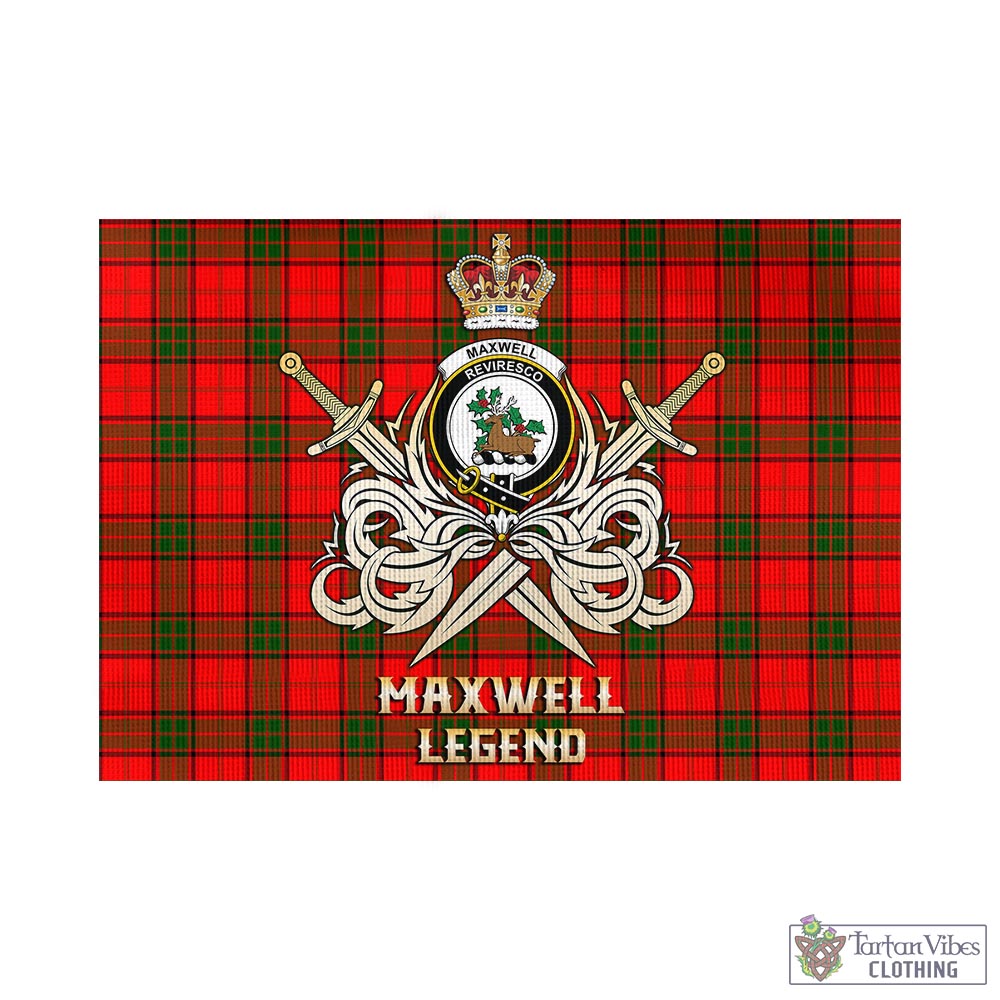 Tartan Vibes Clothing Maxwell Modern Tartan Flag with Clan Crest and the Golden Sword of Courageous Legacy