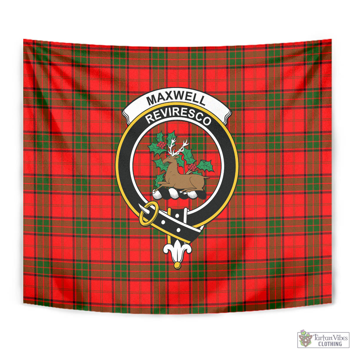 Tartan Vibes Clothing Maxwell Modern Tartan Tapestry Wall Hanging and Home Decor for Room with Family Crest