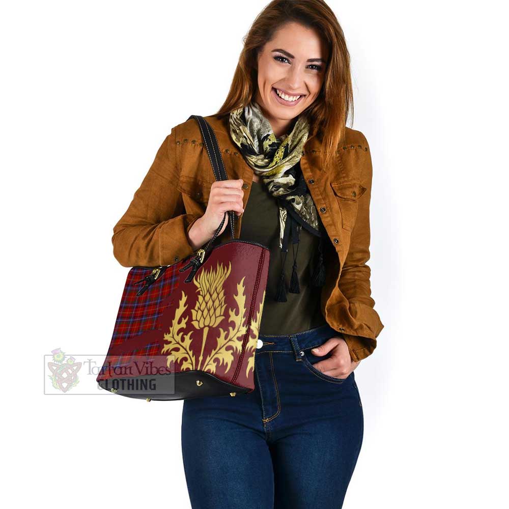 Maynard Tartan Leather Tote Bag Gold Thistle Style - Tartan Vibes Clothing