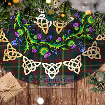 Mayo County Ireland Tartan Christmas Tree Skirt with Thistle Celtic Knot Style