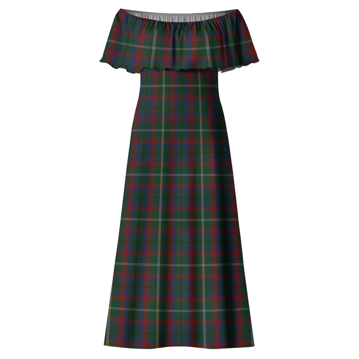 Mayo County Ireland Tartan Off Shoulder Long Dress - Tartan Vibes Clothing