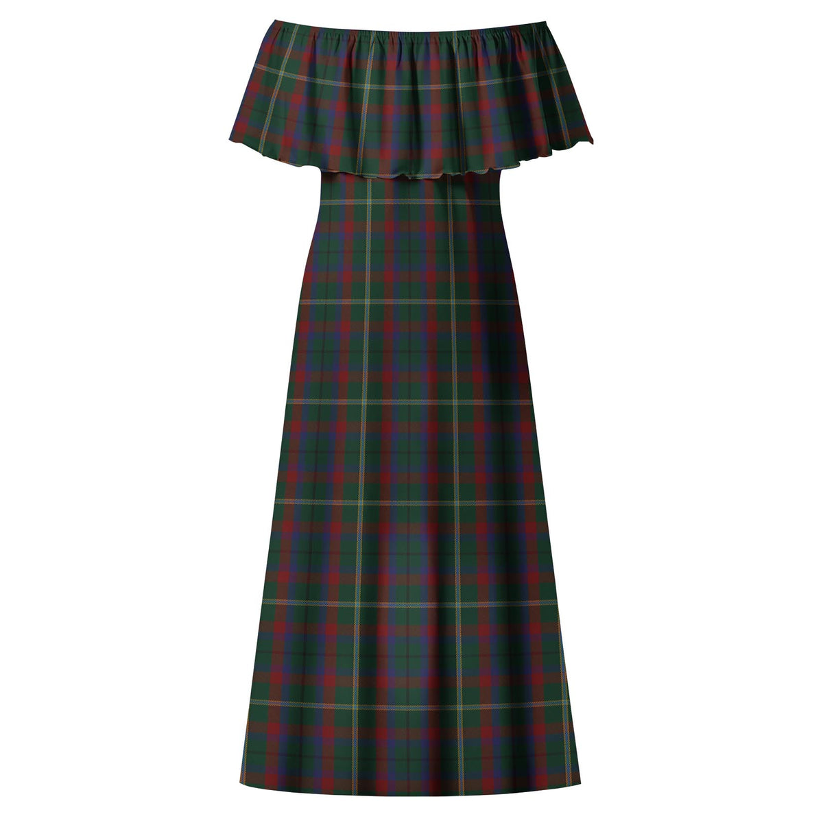 Mayo County Ireland Tartan Off Shoulder Long Dress - Tartan Vibes Clothing