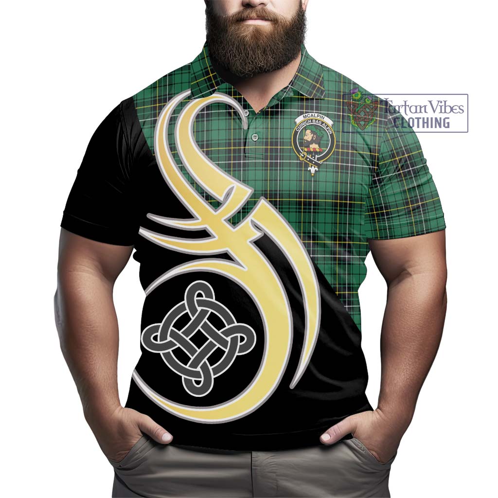 Tartan Vibes Clothing McAlpin Ancient Tartan Polo Shirt with Family Crest and Celtic Symbol Style